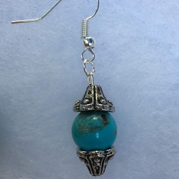 Turquoise Magnesite Drop Earrings - Picture 4 of 8